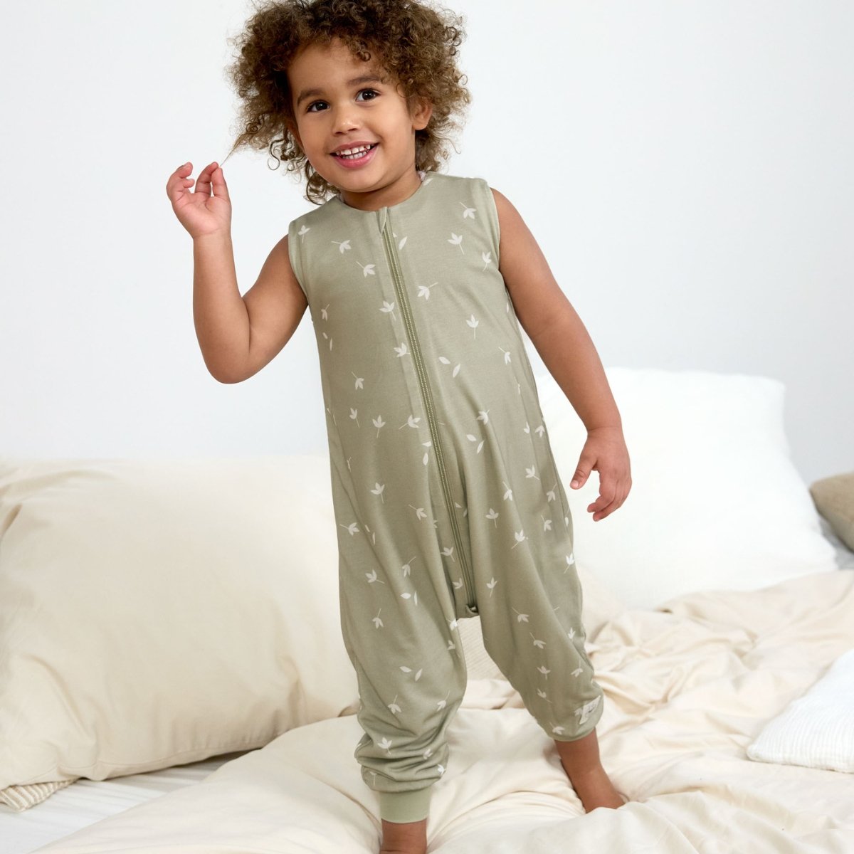 Combinaison pour dormir vert olive, blanc, LASSIG
