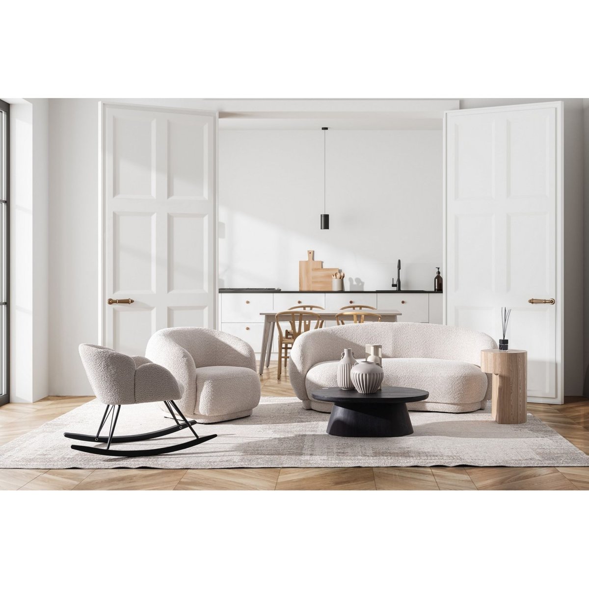 Fauteuil 1 place en tissu bouclette beige - ELLA beige, HELLIN, DEPUIS 1862