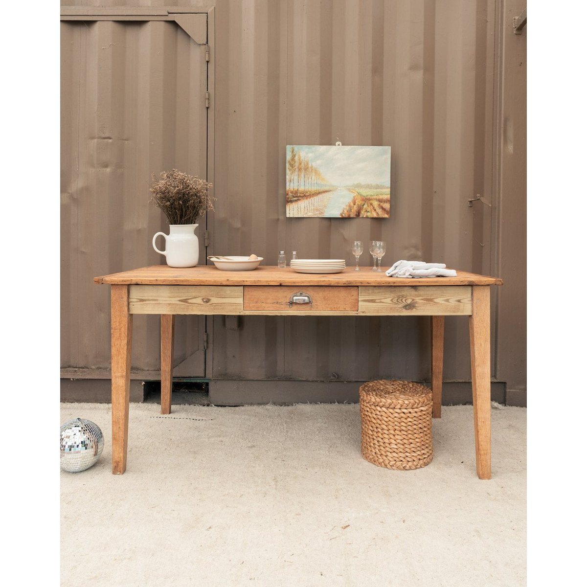 Table à manger de ferme en bois Romy N°1587 - Bon état bois clair, DEBONGOUT