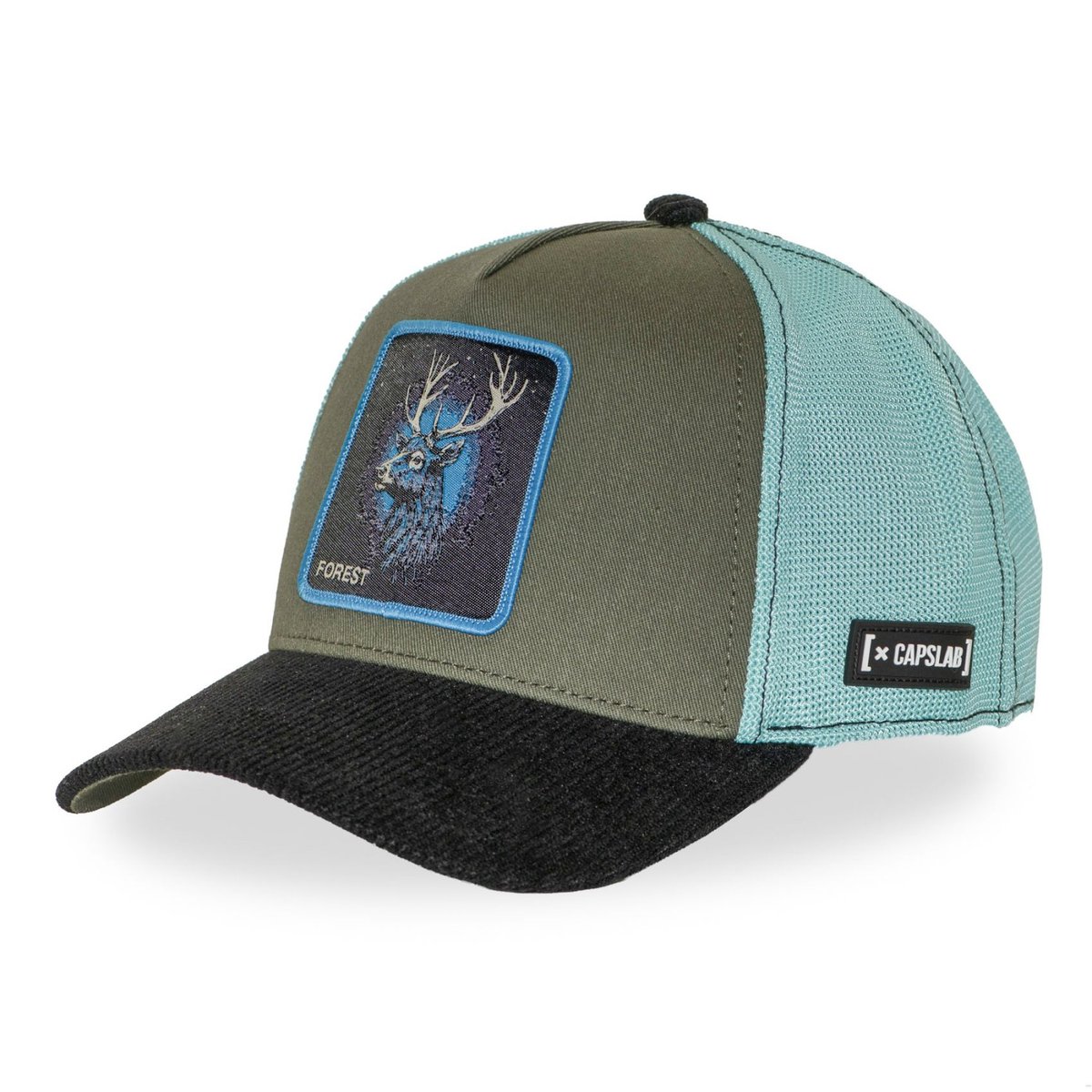 Casquette Trucker BEAST kaki/turquoise/bleu/noir, CAPSLAB
