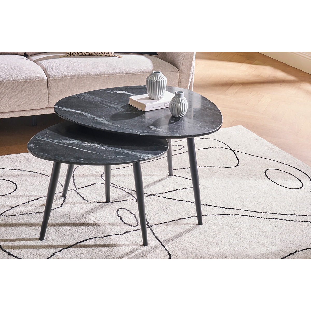 Tapis mitof line art 160 x 230 cm ARTISTE blanc cassé, MILIBOO