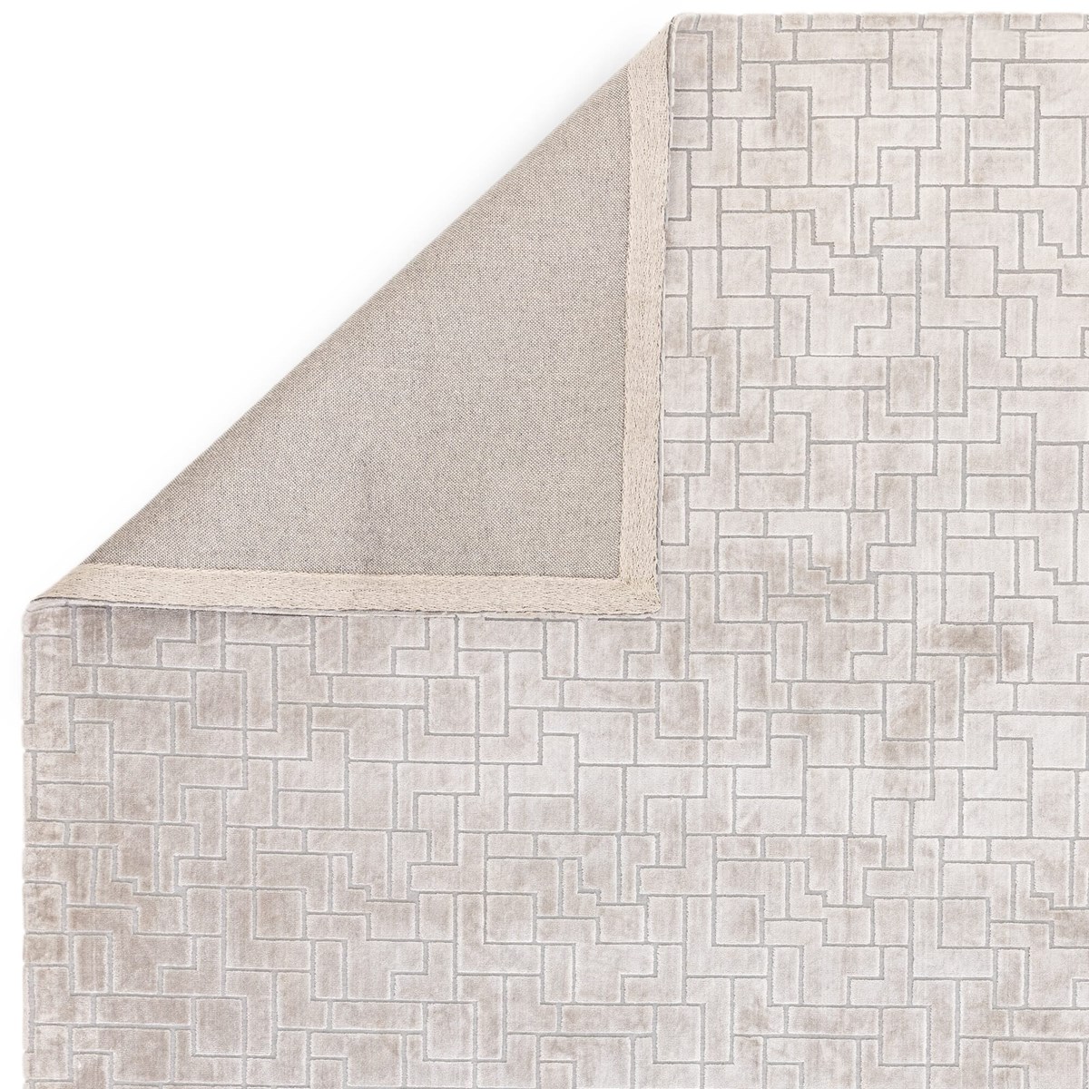 Tapis salon et chambre tissé main TETRIS argent, NOVATREND