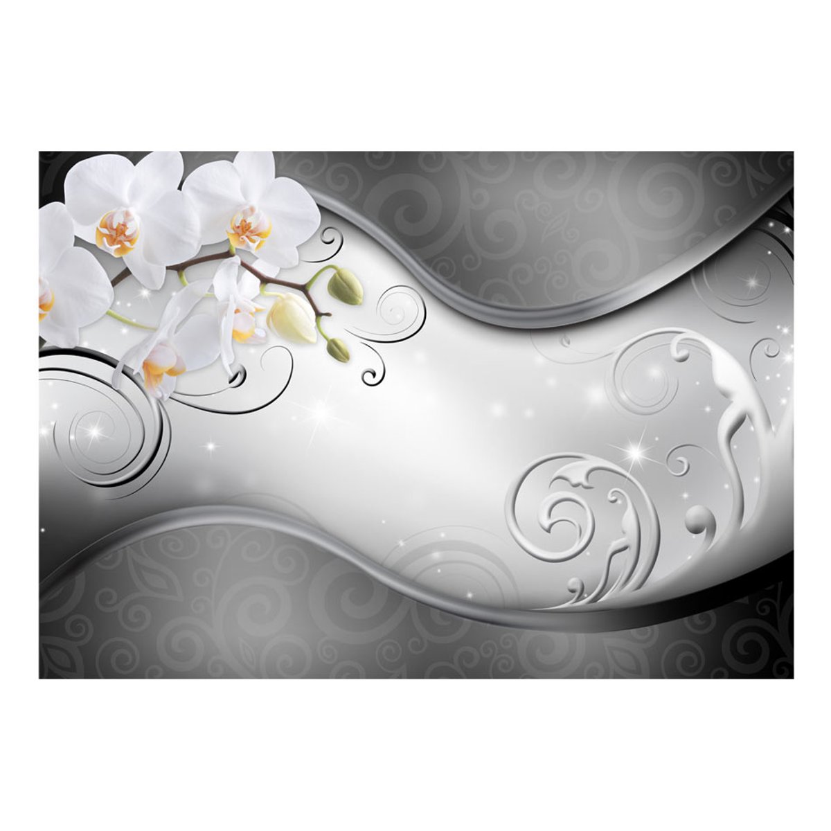 Papier peint intissé panoramique Fleurs Milky sea blanc, EDEN