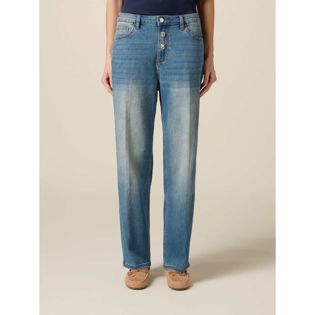 Jean large avec strass light - blue, OLTRE