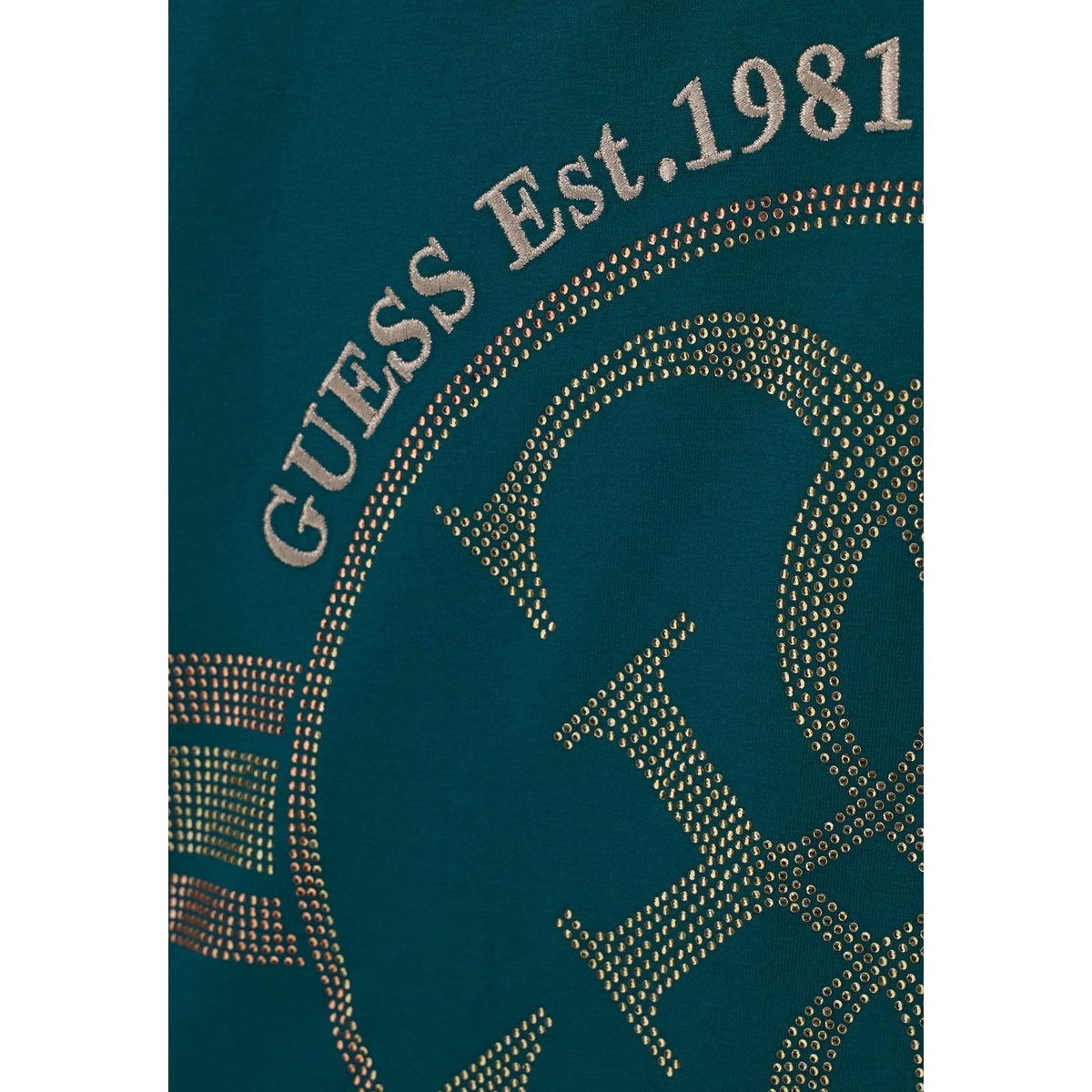 T-Shirt Avec Logo En Strass vert, GUESS KIDS