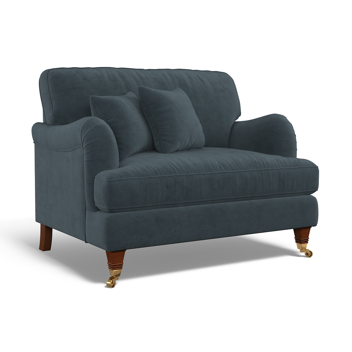 Emeline Textured Velvet Snuggle Chair with Castor Legs petrol blue, ÉDITÉ