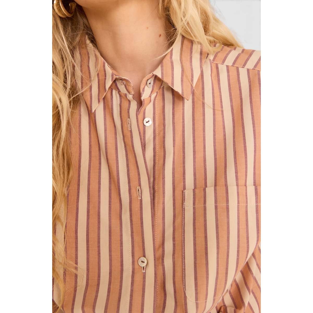 Chemise rayée à manches longues en coton MARILOU creme, Maison 123