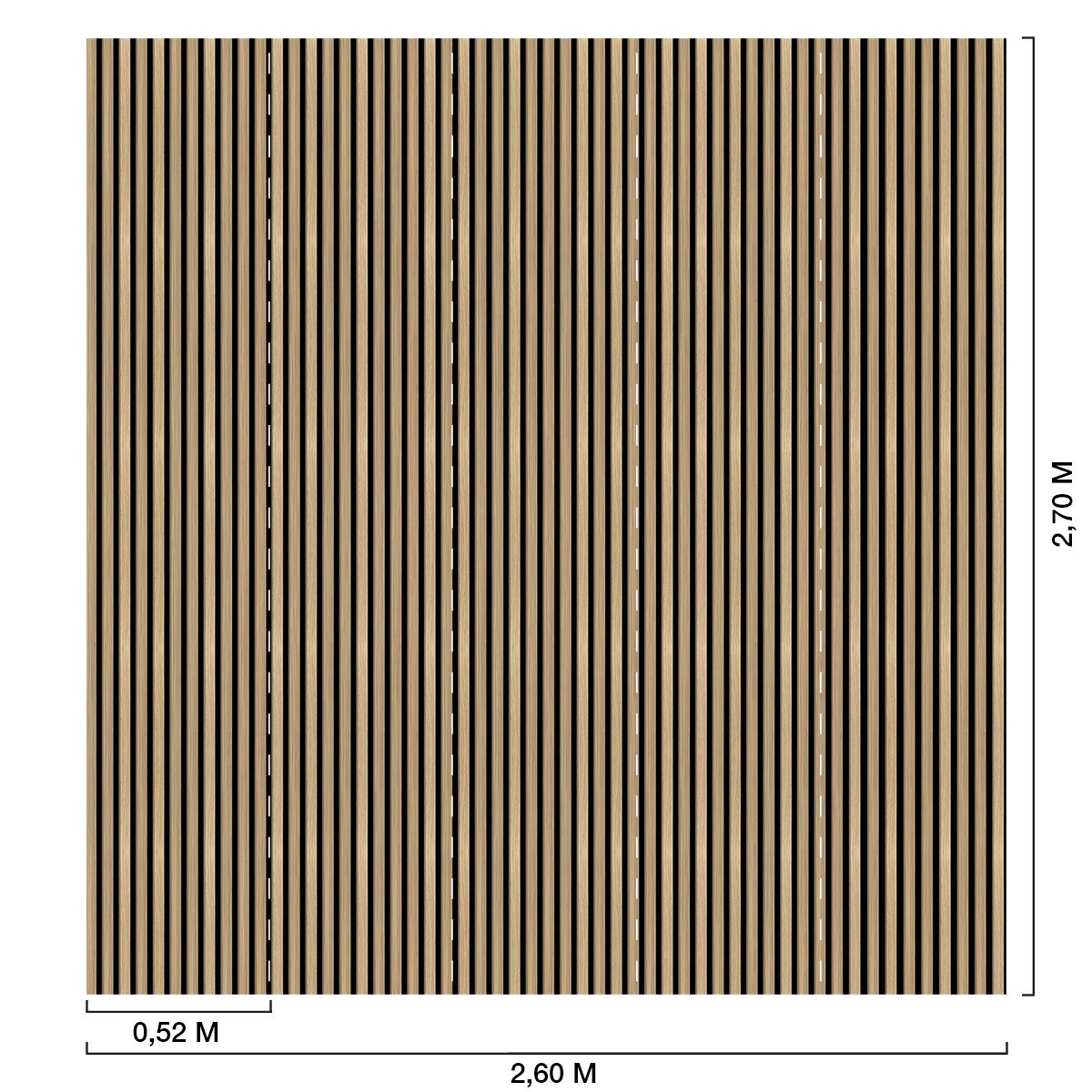 Papier peint liteau chêne clair intissé, HEXOA