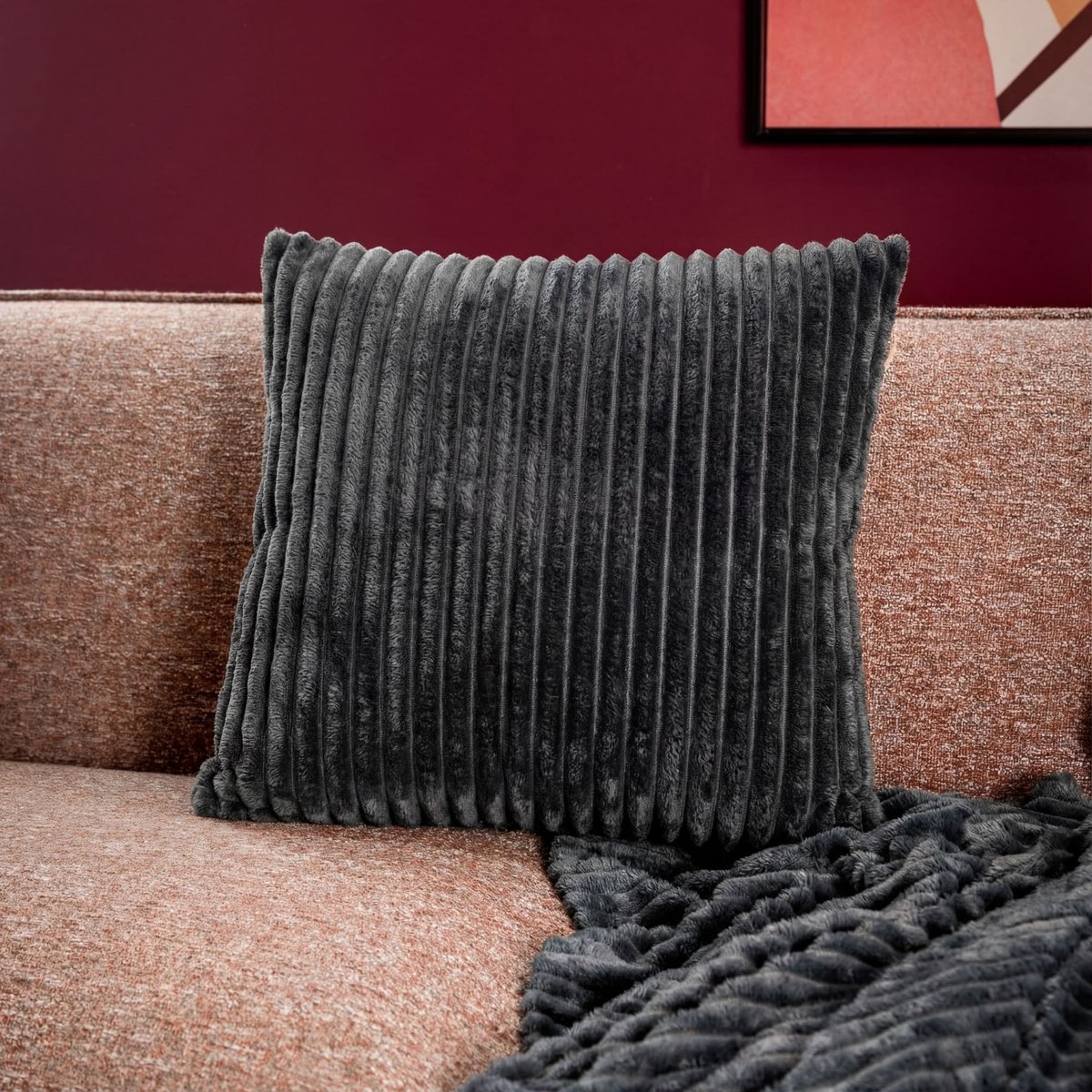Housse de coussin Mart anthracite, DUTCH DECOR