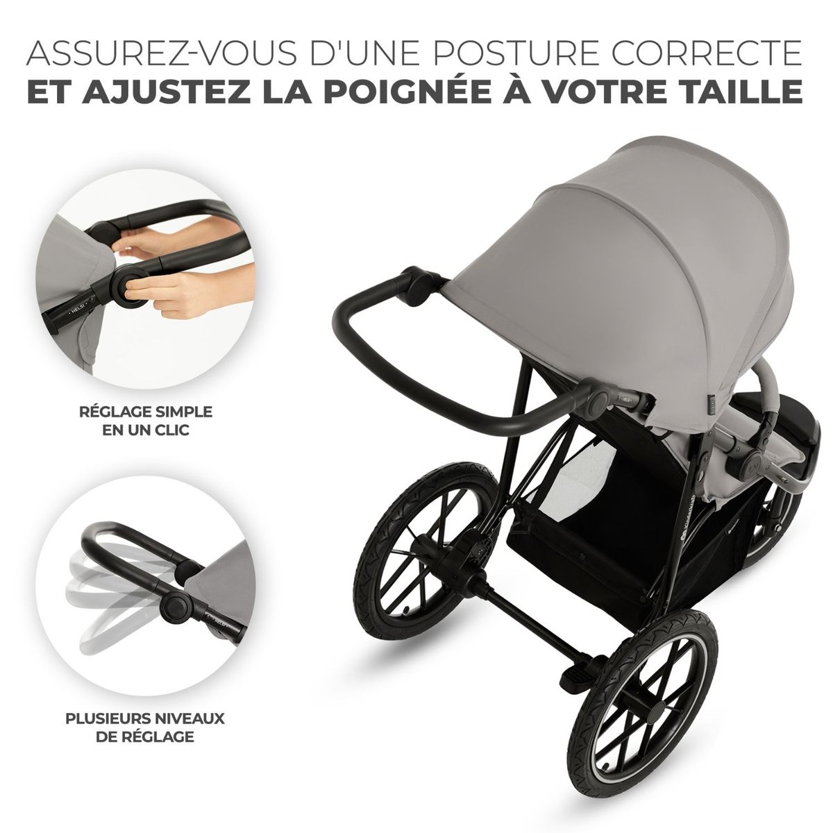 Poussette tout-terrain Helsi 2 gris, noir, KINDERKRAFT