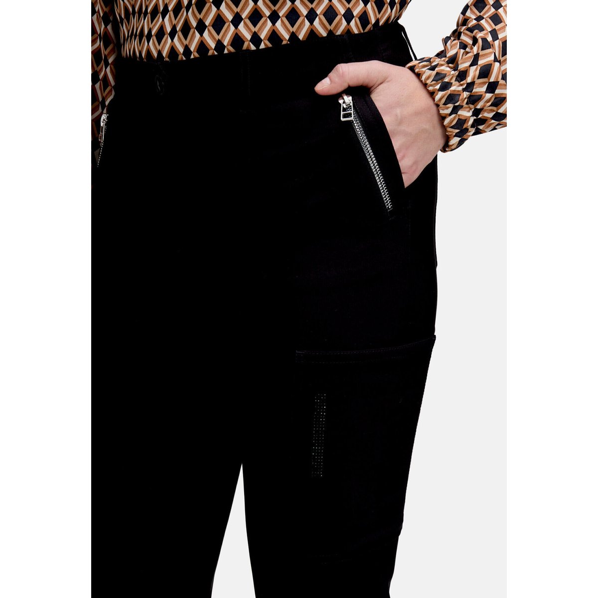 Pantalon casual à fermeture zippée noir, BETTY BARCLAY