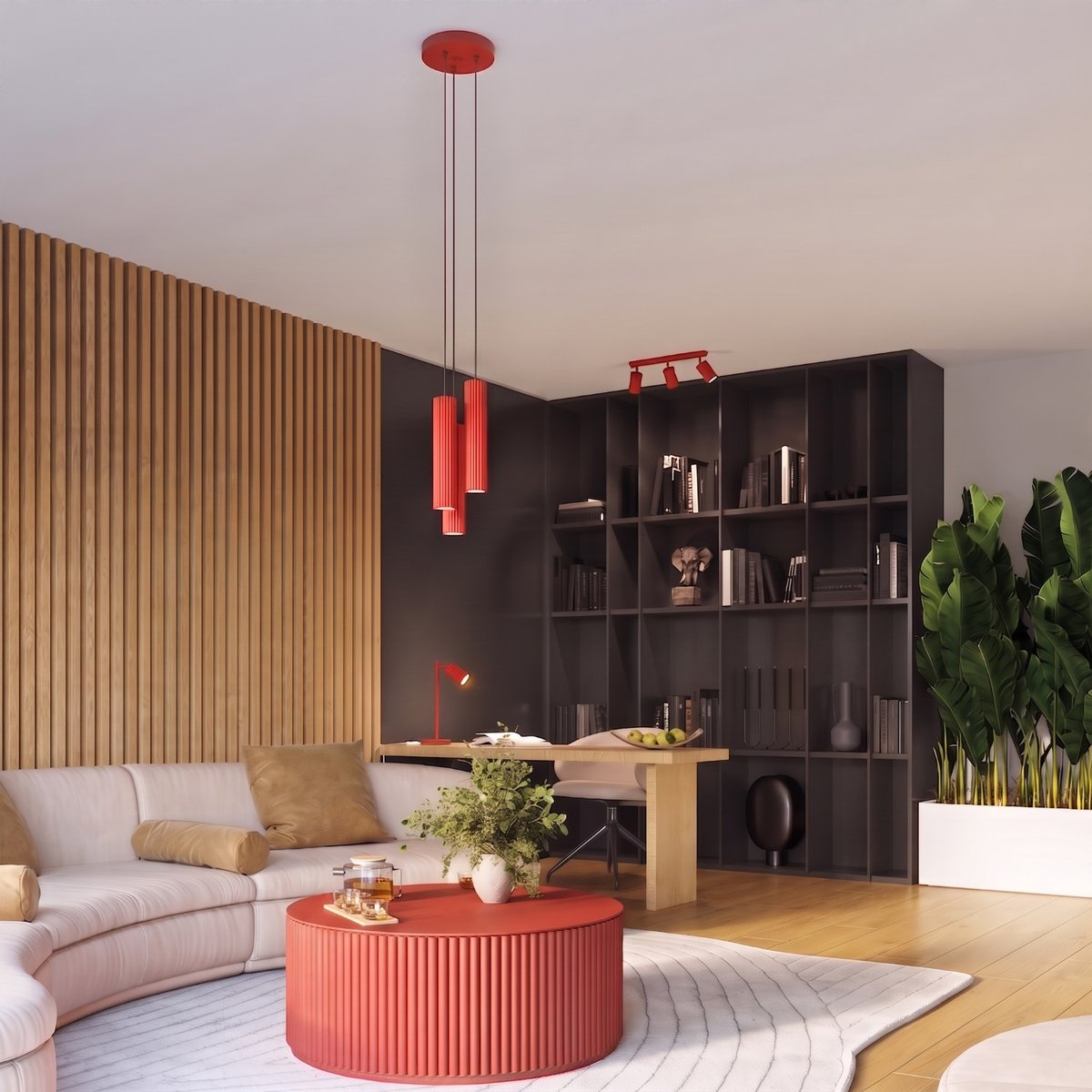 Plafonnier Aluminium Rouge GU10 3 Karbon rouge, EDEN