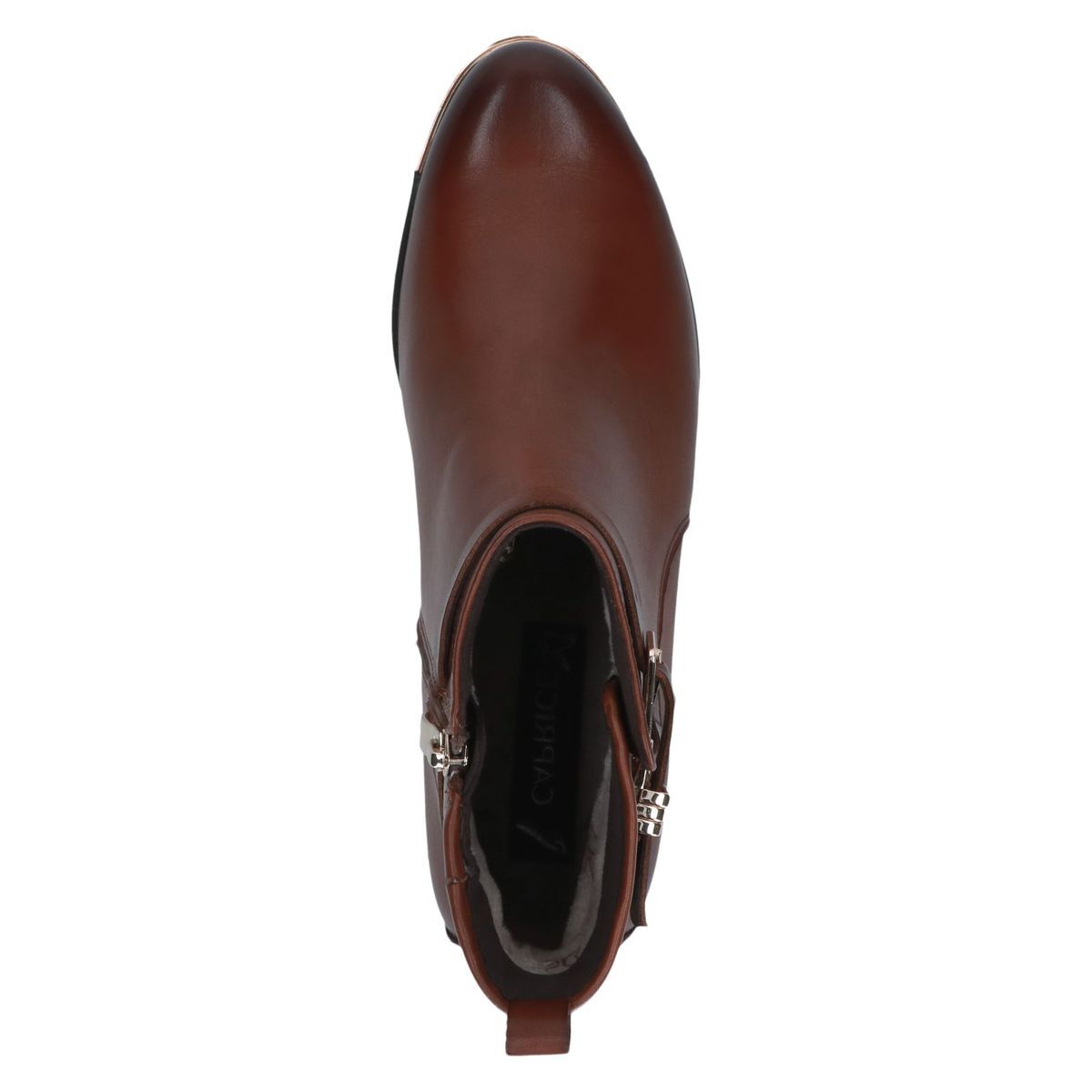 Bottine en cuir marron mocca combiné, CAPRICE