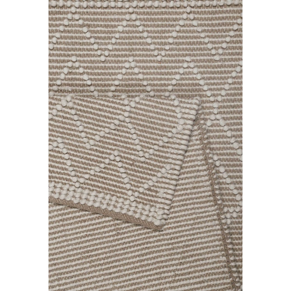 Tapis en laine et coton, tissé main ,  Ana blanc laine-taupe, ESPRIT
