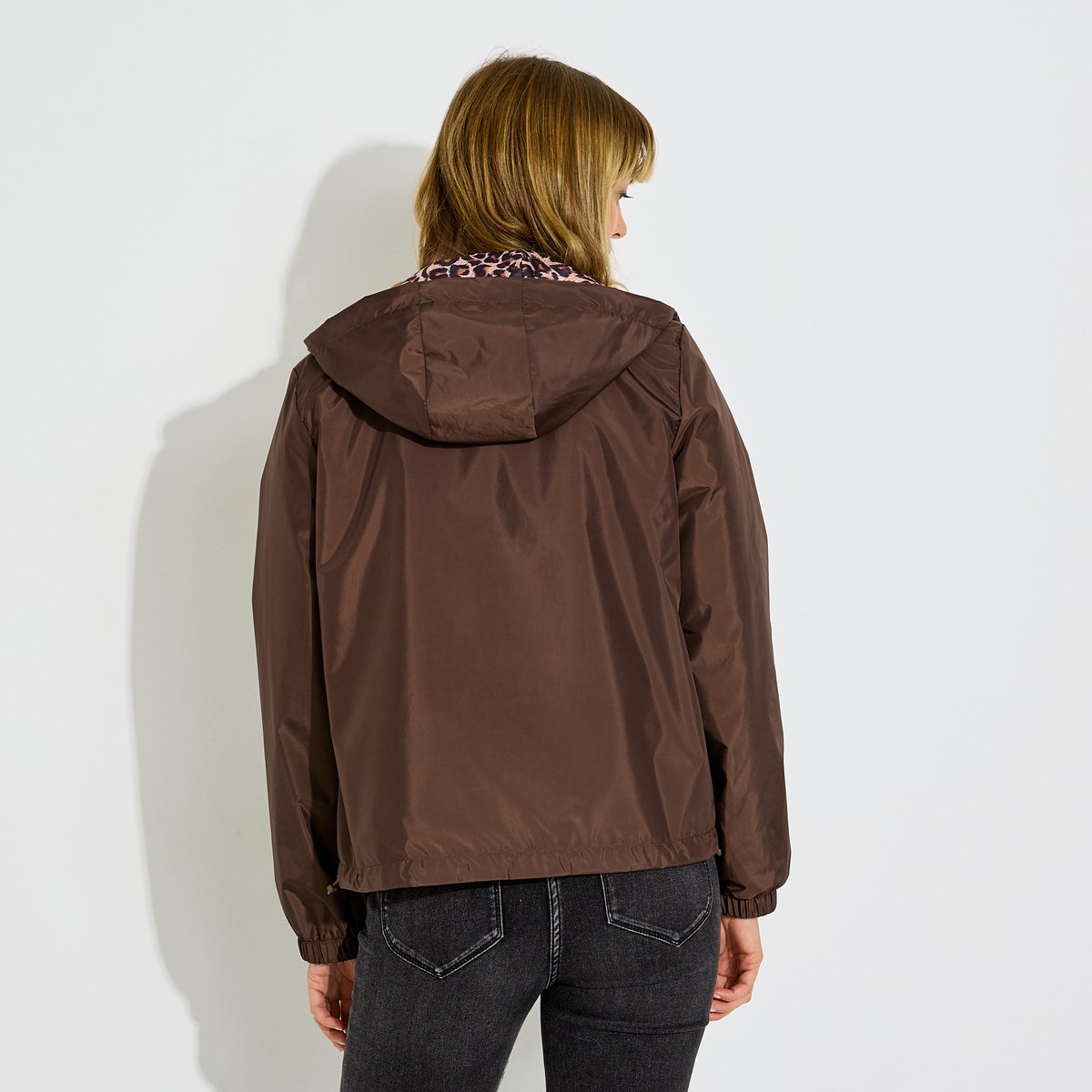 Blouson imperméable à capuche marron, GRAIN DE MALICE
