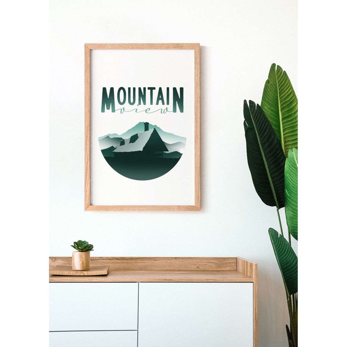 Poster Mountain View blanc, L'AFFICHERIE