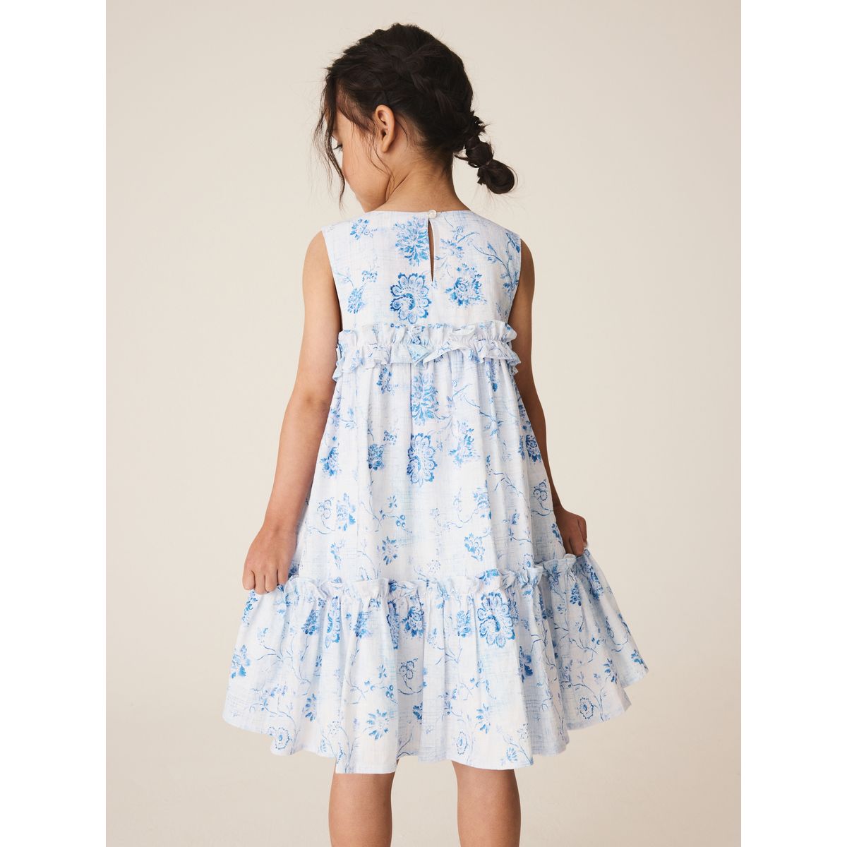 Robe à smocks et superpositions floral bleu et blanc, NEXT