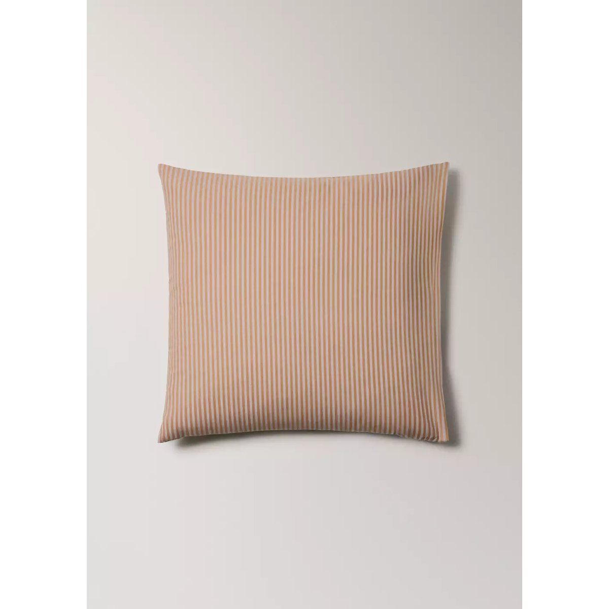 Deux taies d'oreiller percale de coton 200 fils petites rayures 60x60 cm pêche, MANGO HOME