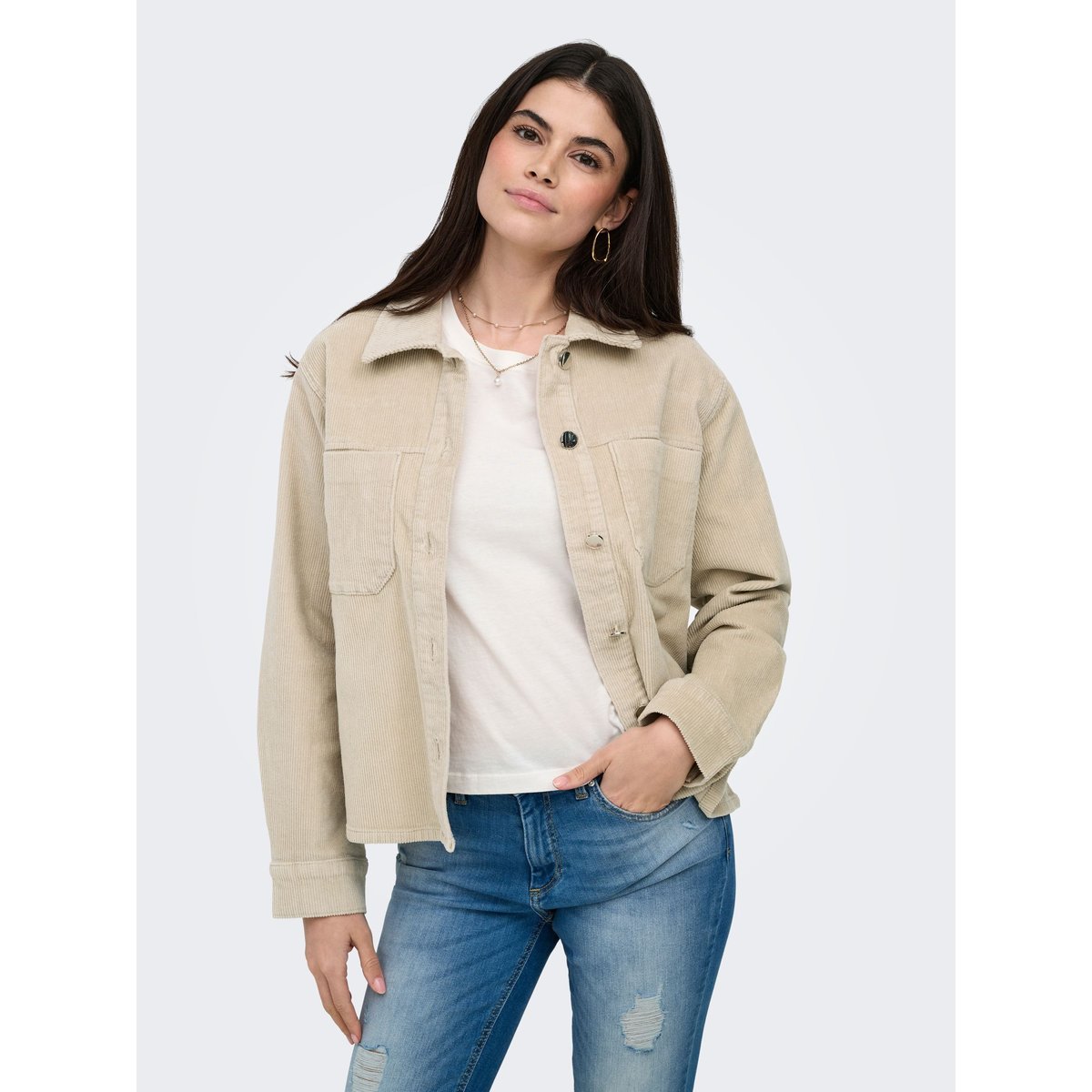Chemise En Corduroy oatmeal, ONLY
