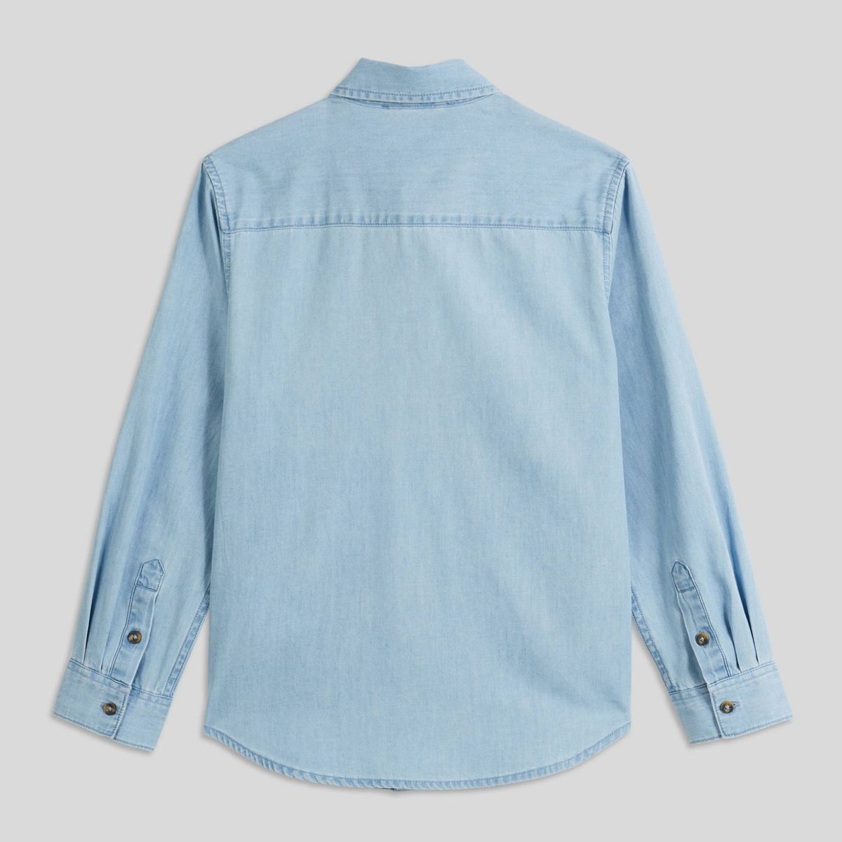 Chemise denim unie en coton BIO GOTS bleached washed, MONOPRIX