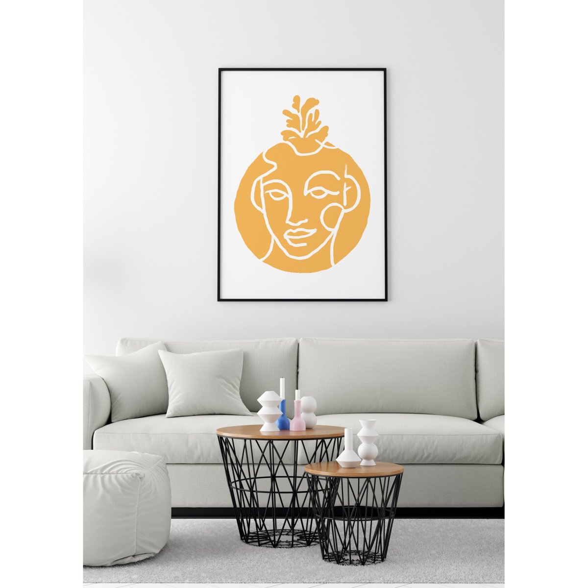 Affiche Abstract Visage 1 blanc, L'AFFICHERIE