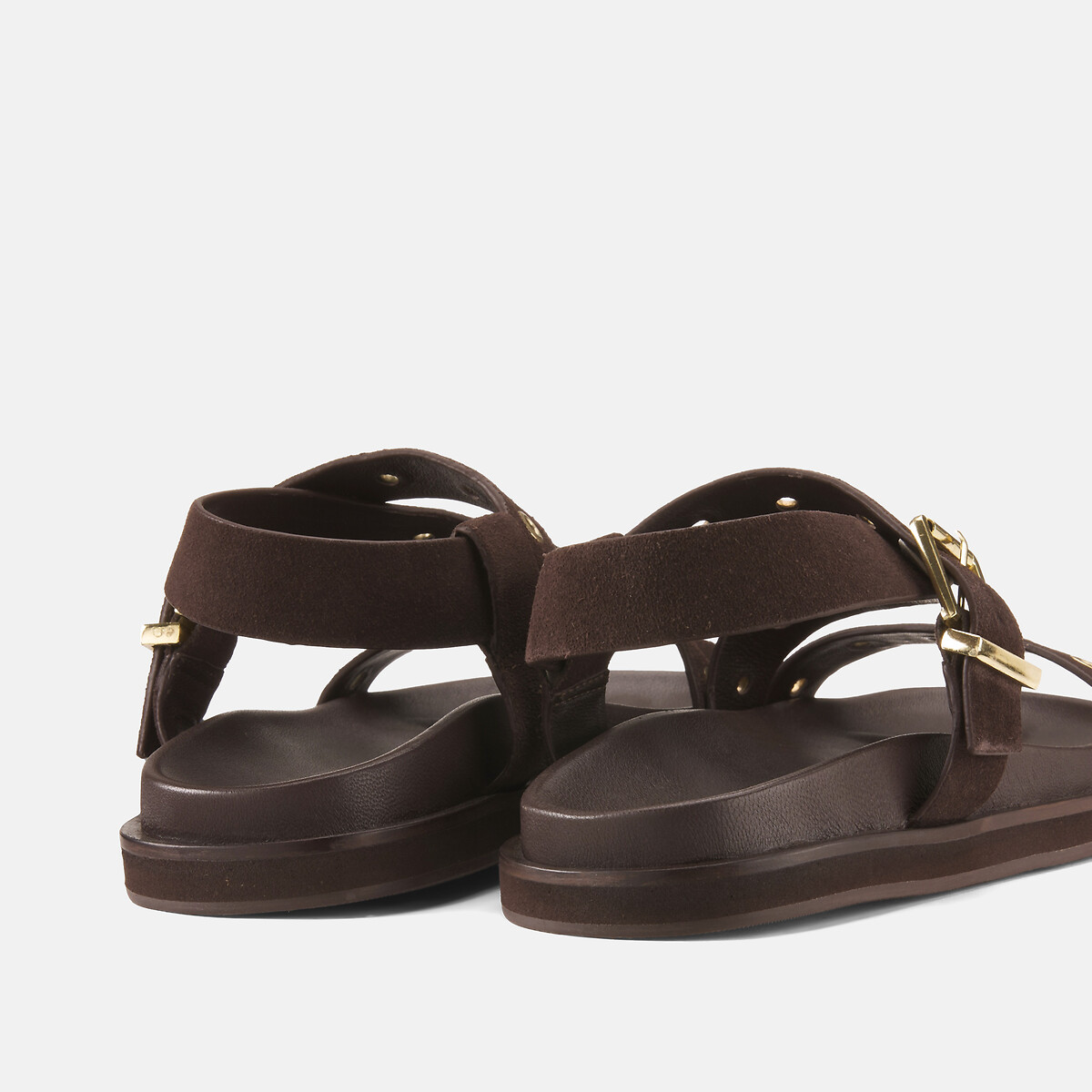 Sandales en cuir velours Wizon marron, JONAK