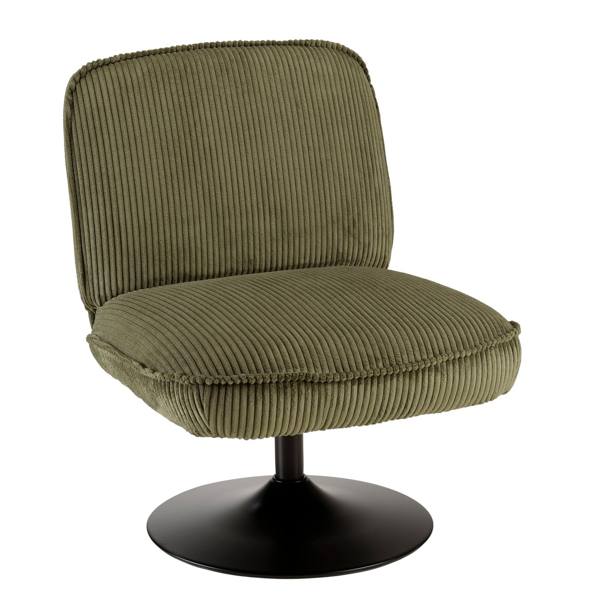 Fauteuil pivotant en tissu velours côtelé vert CASTILLE vert, PIER IMPORT