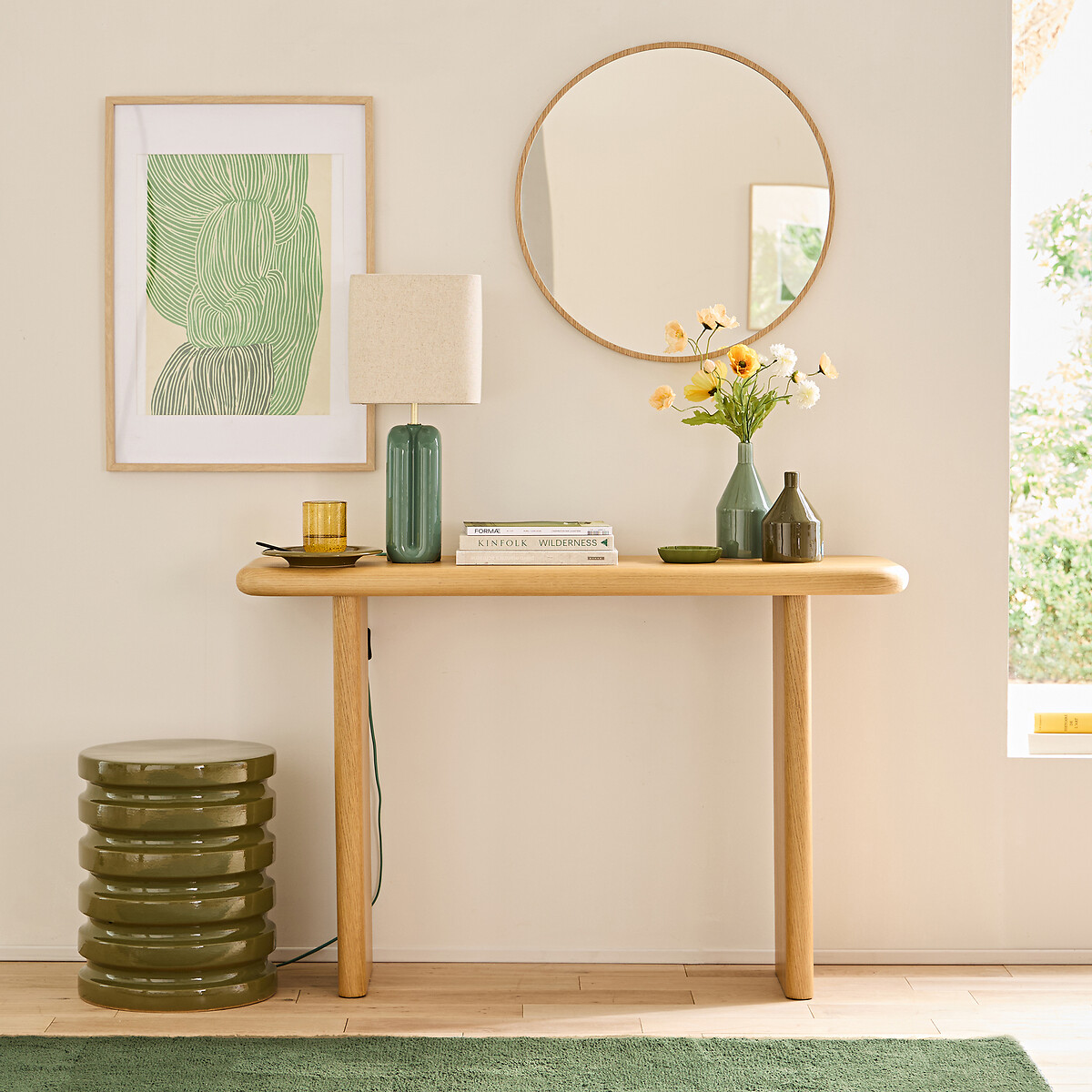 Miroir rond placage chêne Ø60 cm, Iodus naturel, LA REDOUTE INTERIEURS