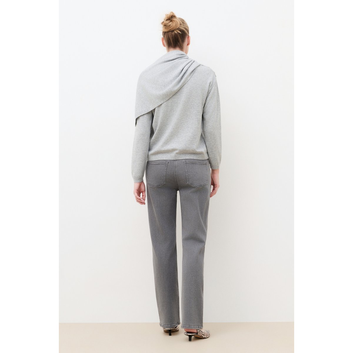 Pull large col drapé MCHER gris, CAROLL