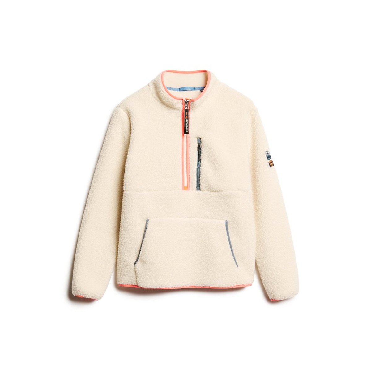 Polaire à demi-fermeture zippée Outdoor écru, SUPERDRY