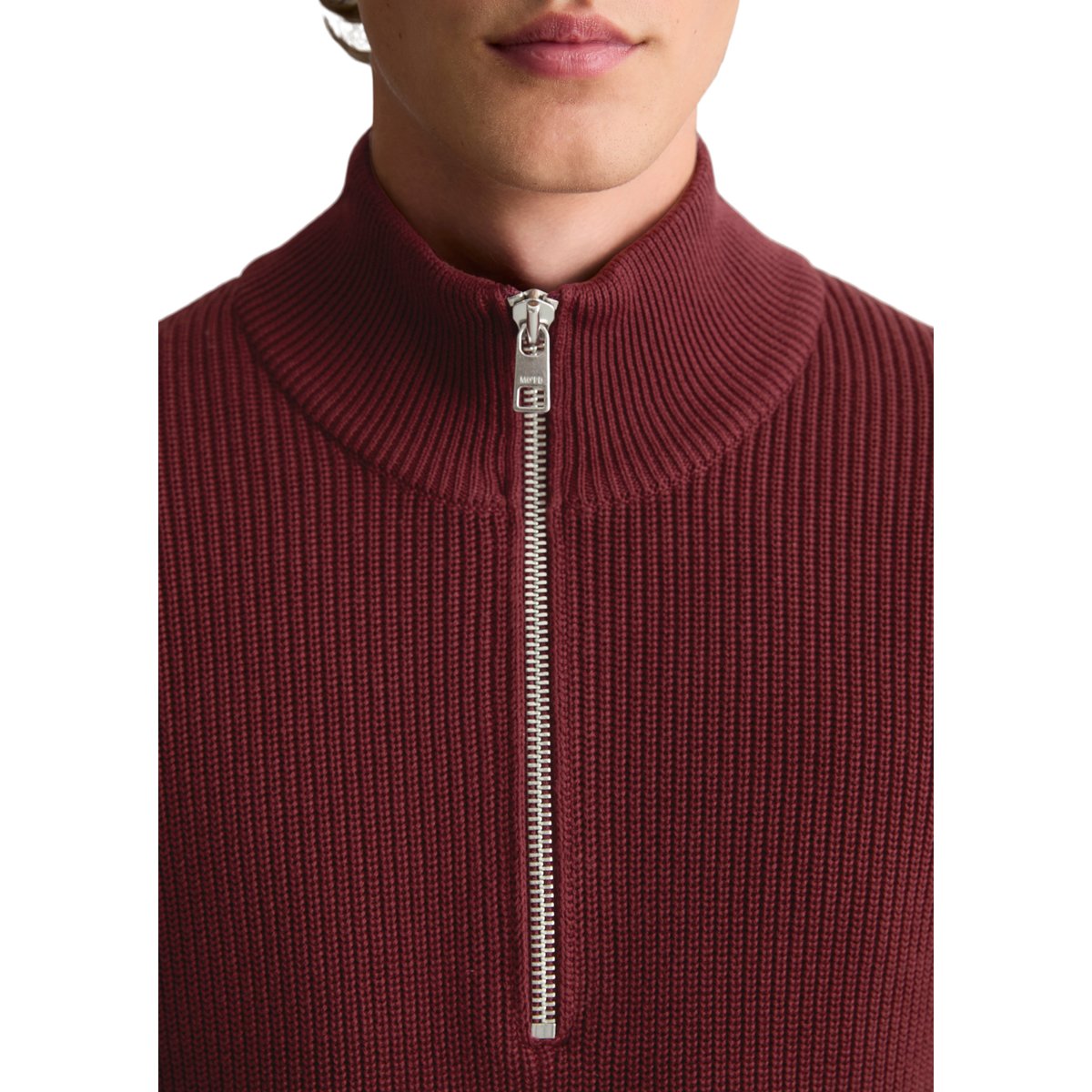 Pull à col roulé en maille, coupe classique en coton bio tout doux rouge, MARC O’POLO DENIM