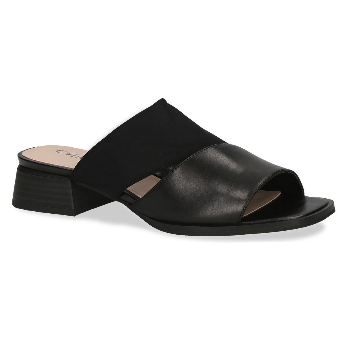 Mule talon bloc noir zèbre, CAPRICE