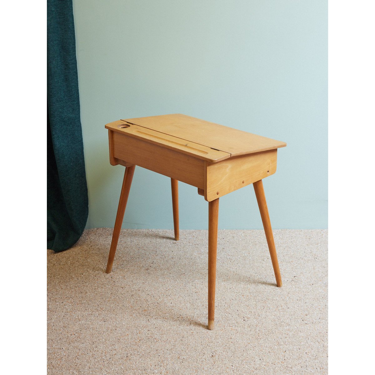 Bureau d'écolier vintage style scandinave Edouard N°1087 - Bon état bois clair, DEBONGOUT