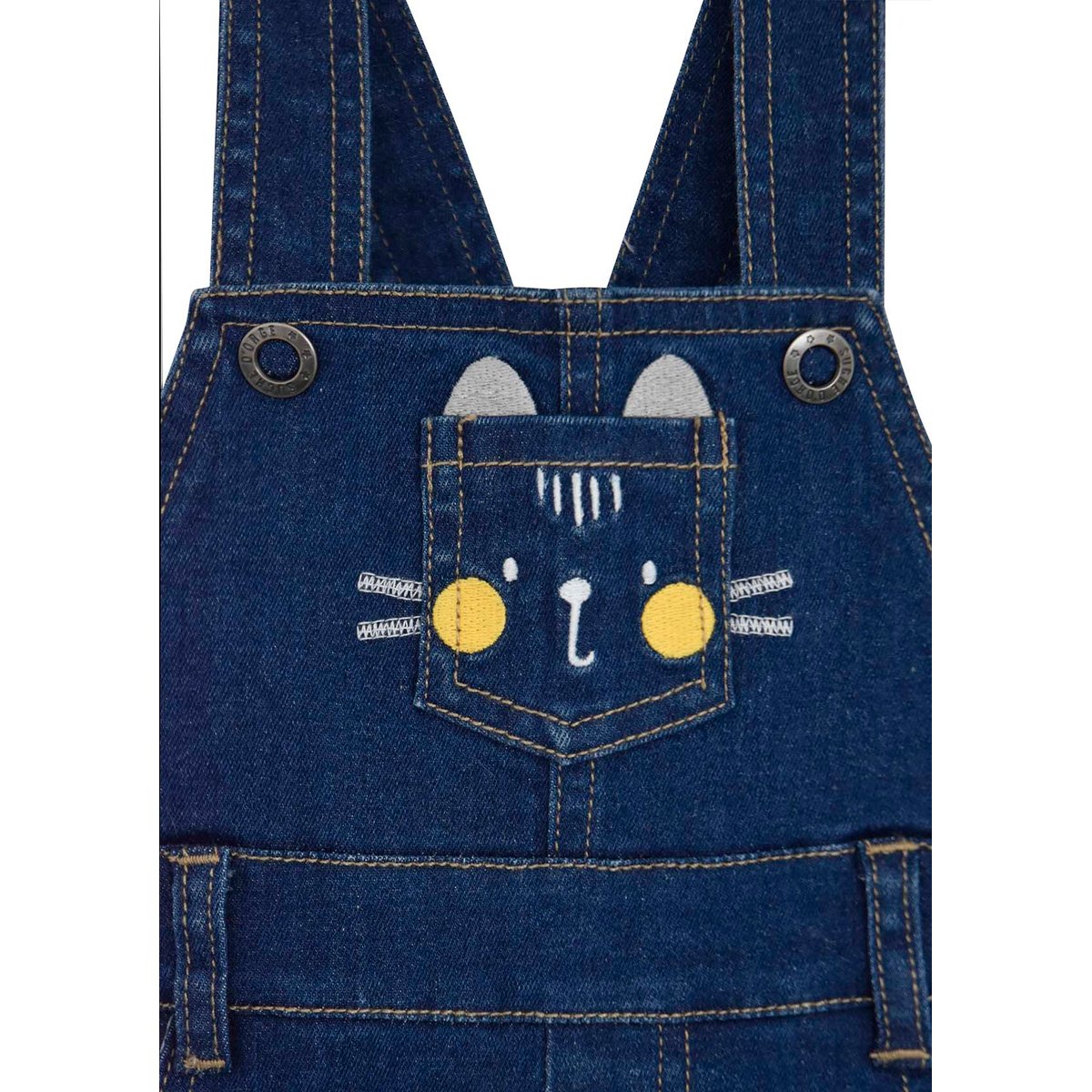 Salopette jean bebe + t-shirt bleu, SUCRE D'ORGE