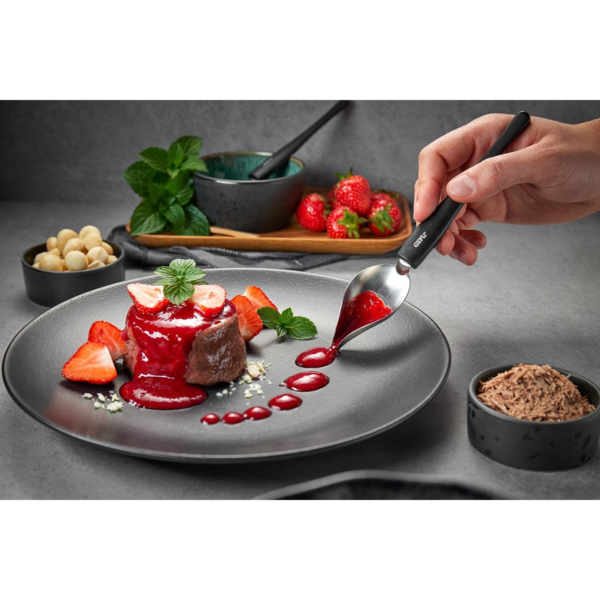 Lot de 2 cuillères à décorer KULINARI noir, GEFU