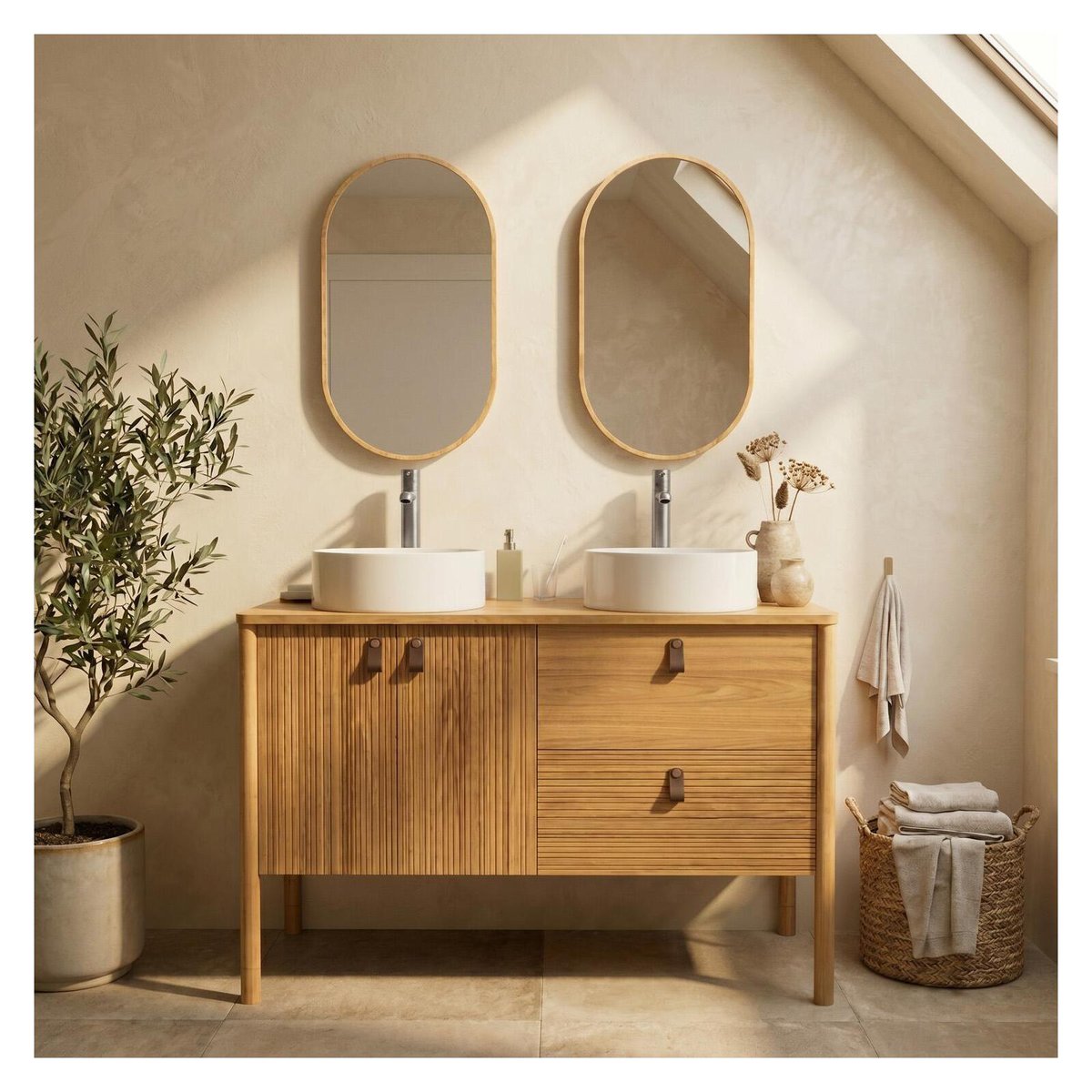 Meuble double vasque 120 cm JOY chêne, MOB IN