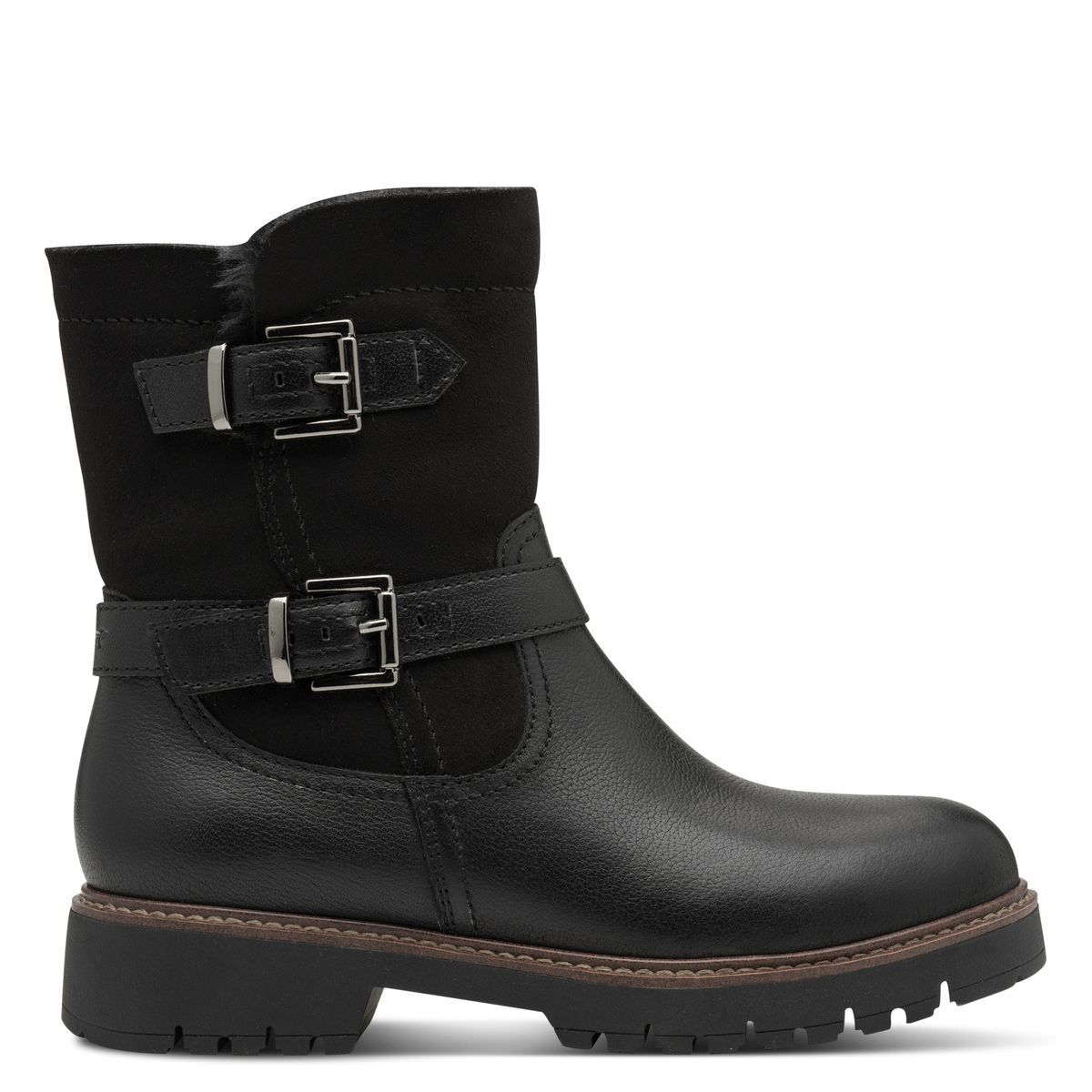 Bottine en cuir noir, TAMARIS