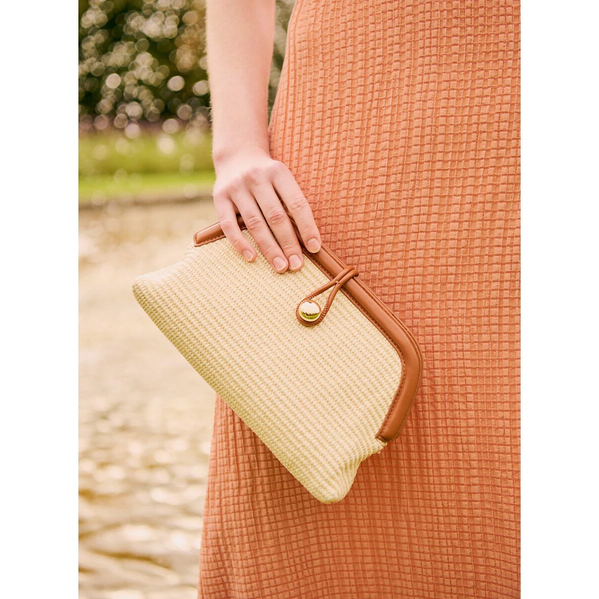 Sac pochette en raphia, SUMMER ecru, PETITE MENDIGOTE