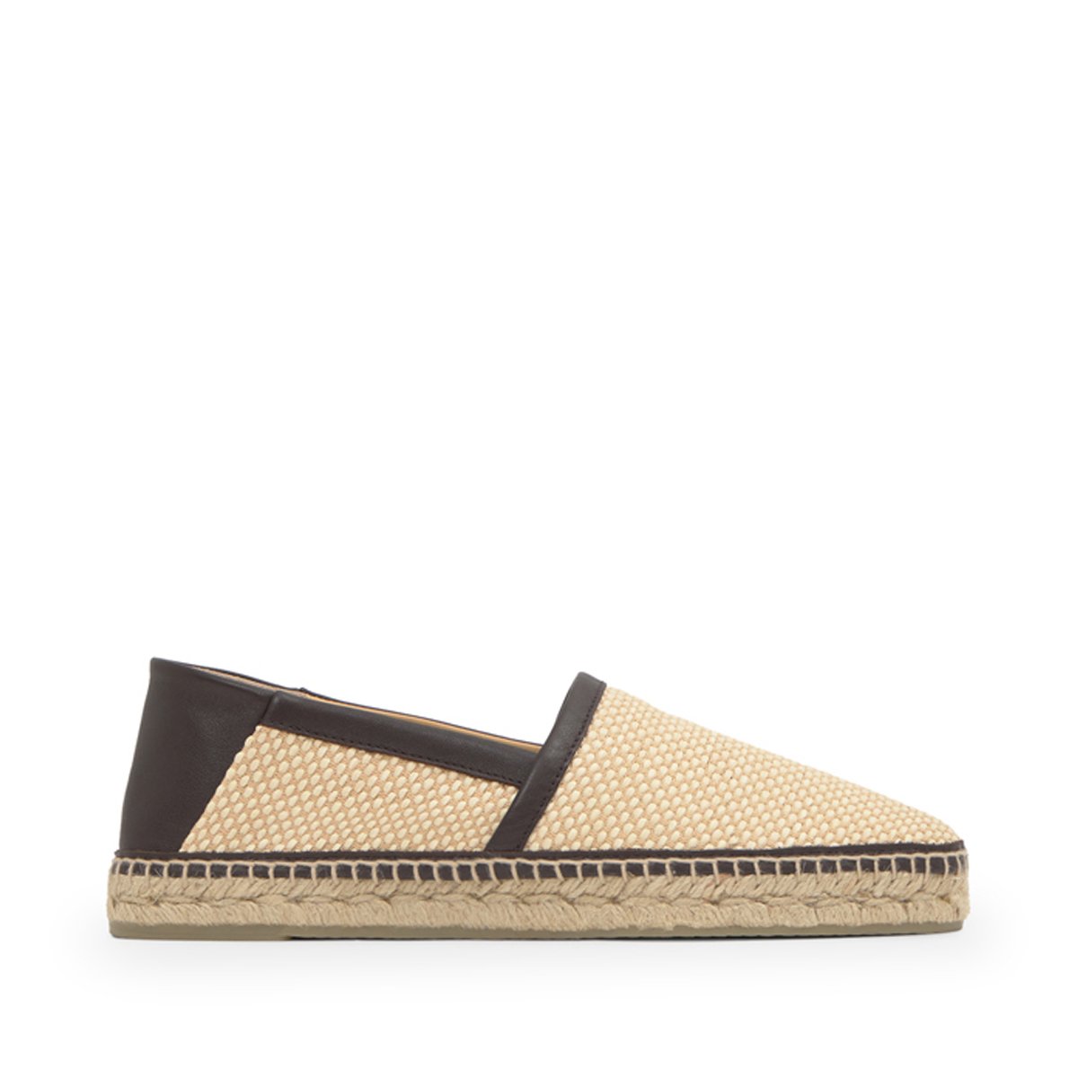 Espadrilles style mule en raphia tressé et cuir NAC naturel, CASTANER