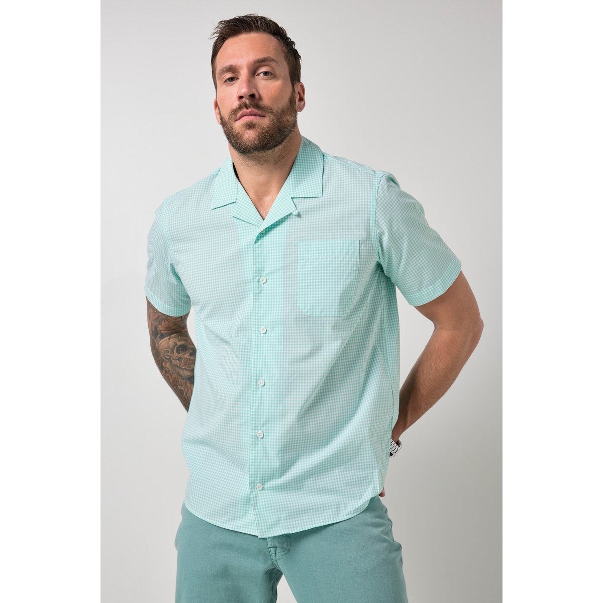 Chemise à carreaux, coupe Cuba-Fit vert jade, JP1880
