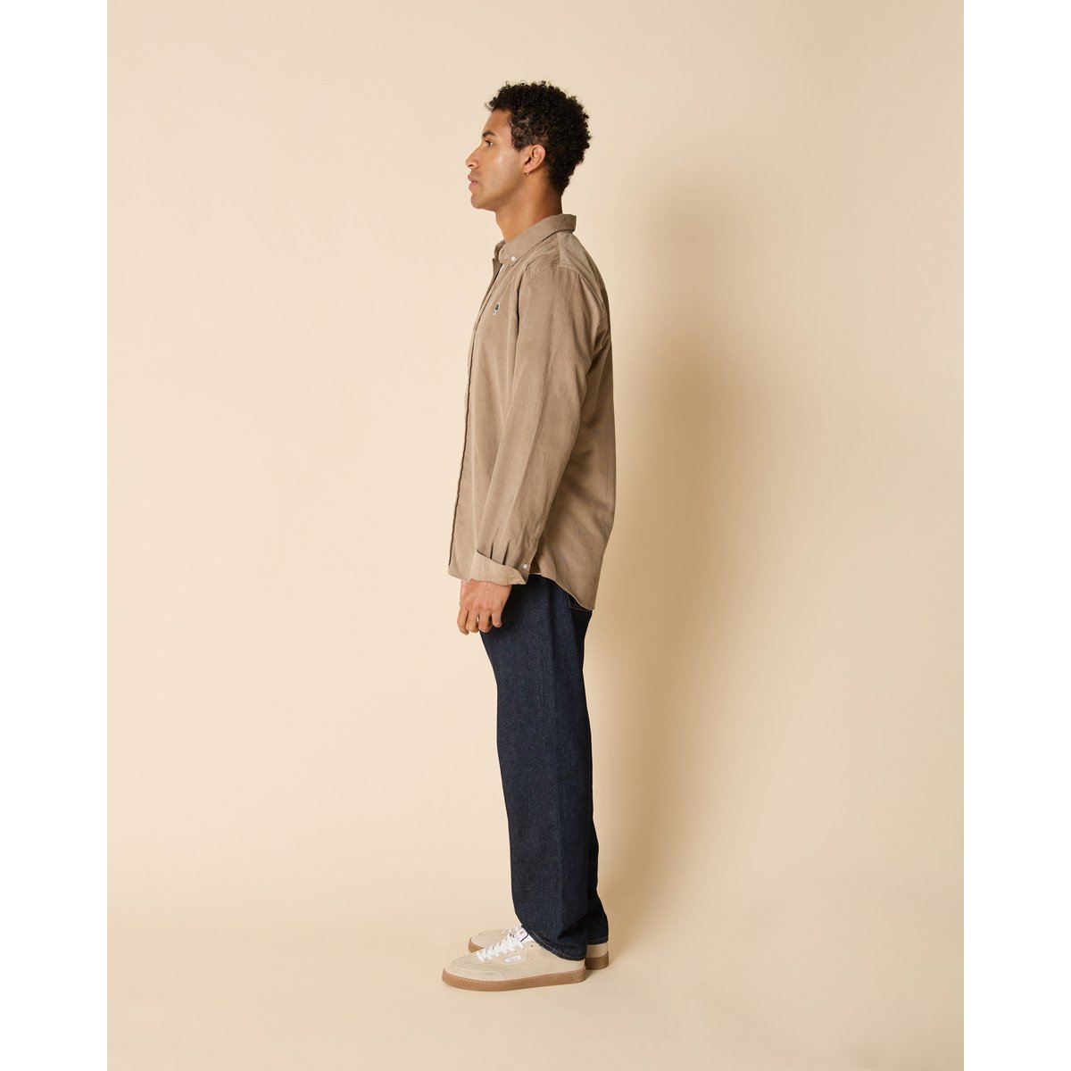 Chemise en velours côtelé beige foncé, FAGUO