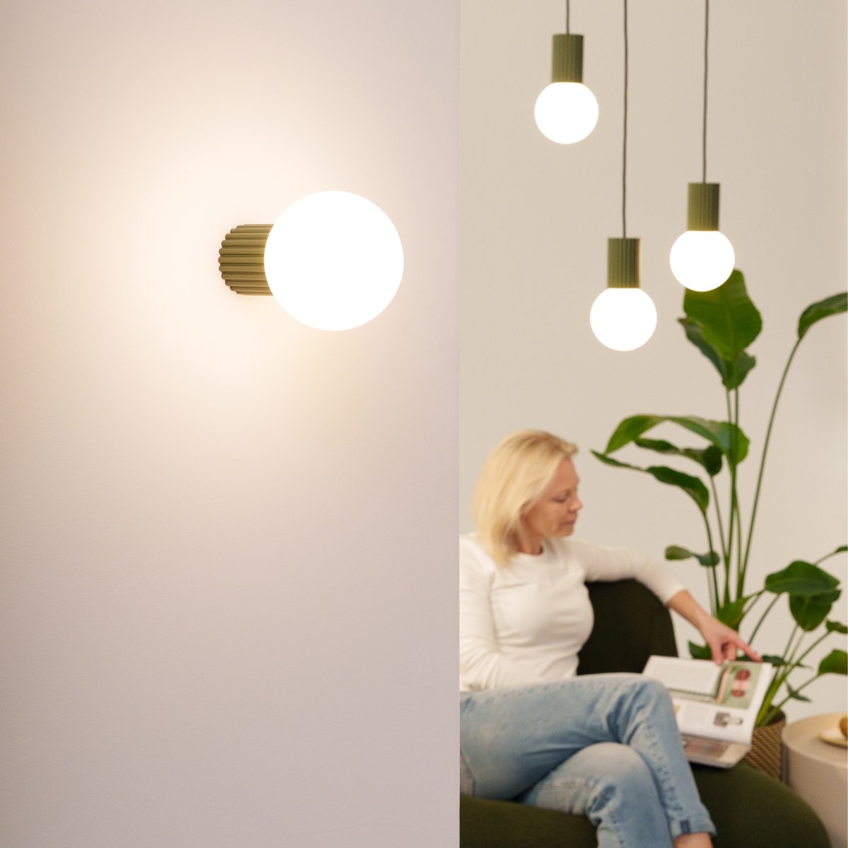 Applique Aluminium Vert Olive G9 1 Halo vert, EDEN