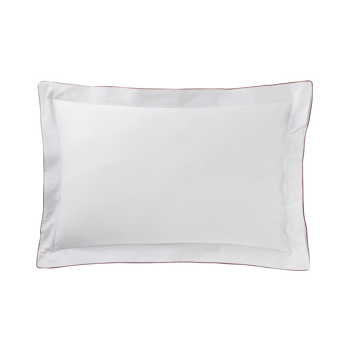 Taie d'oreiller tricolore en satin de coton avec bande appliquée, MARCEAU blanc neige/bleu marine, ALEXANDRE TURPAULT