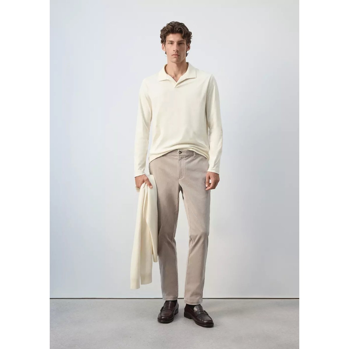 Polo 100 % coton slim-fit blanc cassé, MANGO MAN