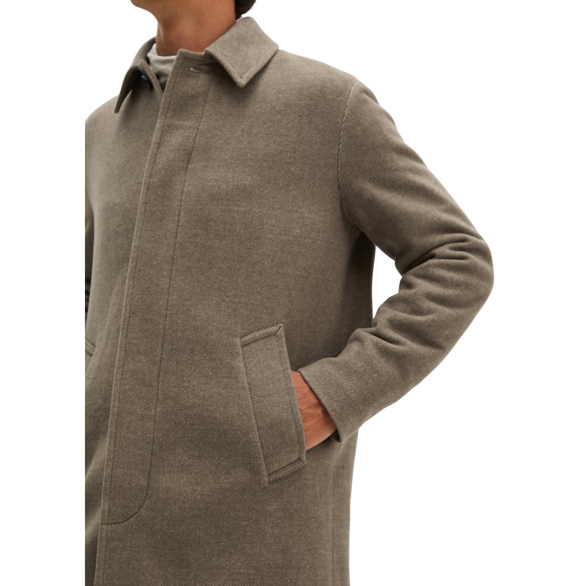 Manteau en laine coupe classique en mélange de laine vierge foulée beige, MARC O'POLO