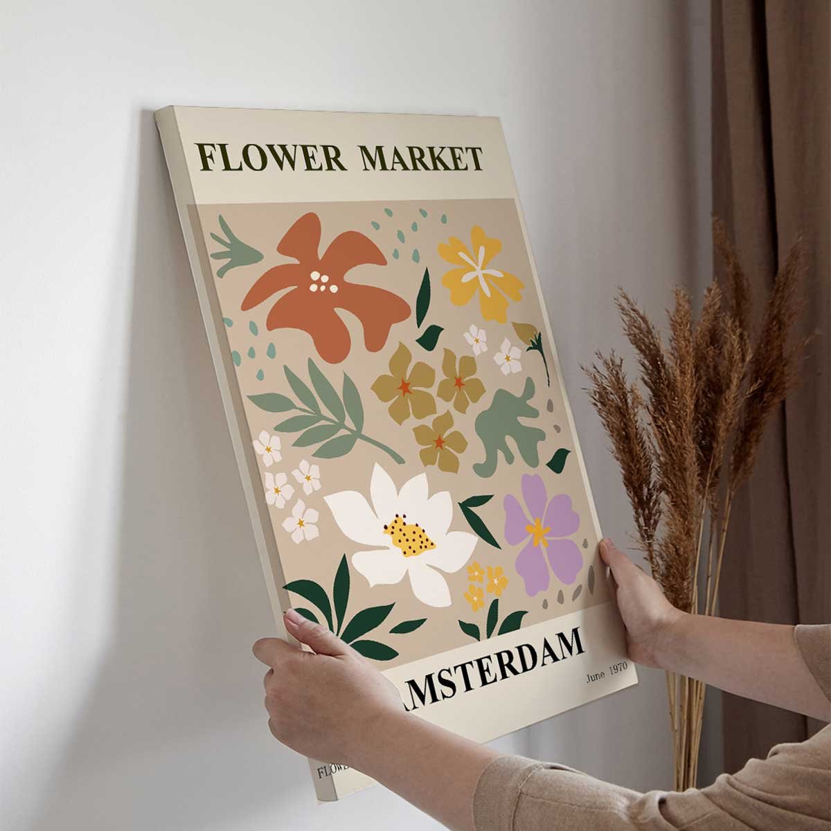 Tableau Flower Market Amsterdam fleurs toile imprimée, HEXOA