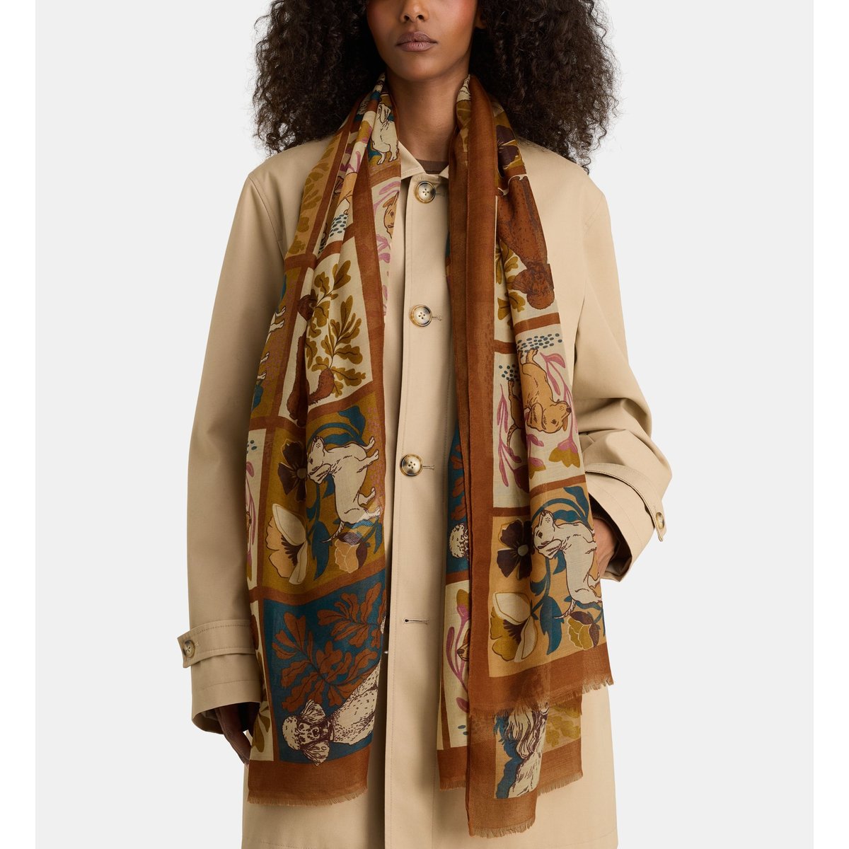 Etole lorettane à motifs chiens marron, GALERIES LAFAYETTE