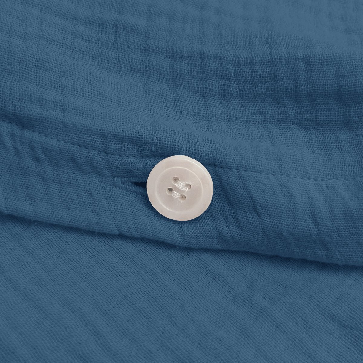 Parure de lit unie en coton Taies carrées, GAZE DE COTON bleu paon, MATT ET ROSE