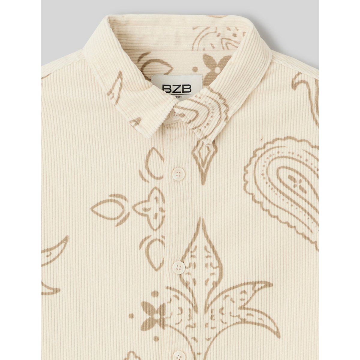 Chemise imprimée en velours naturel, BZB