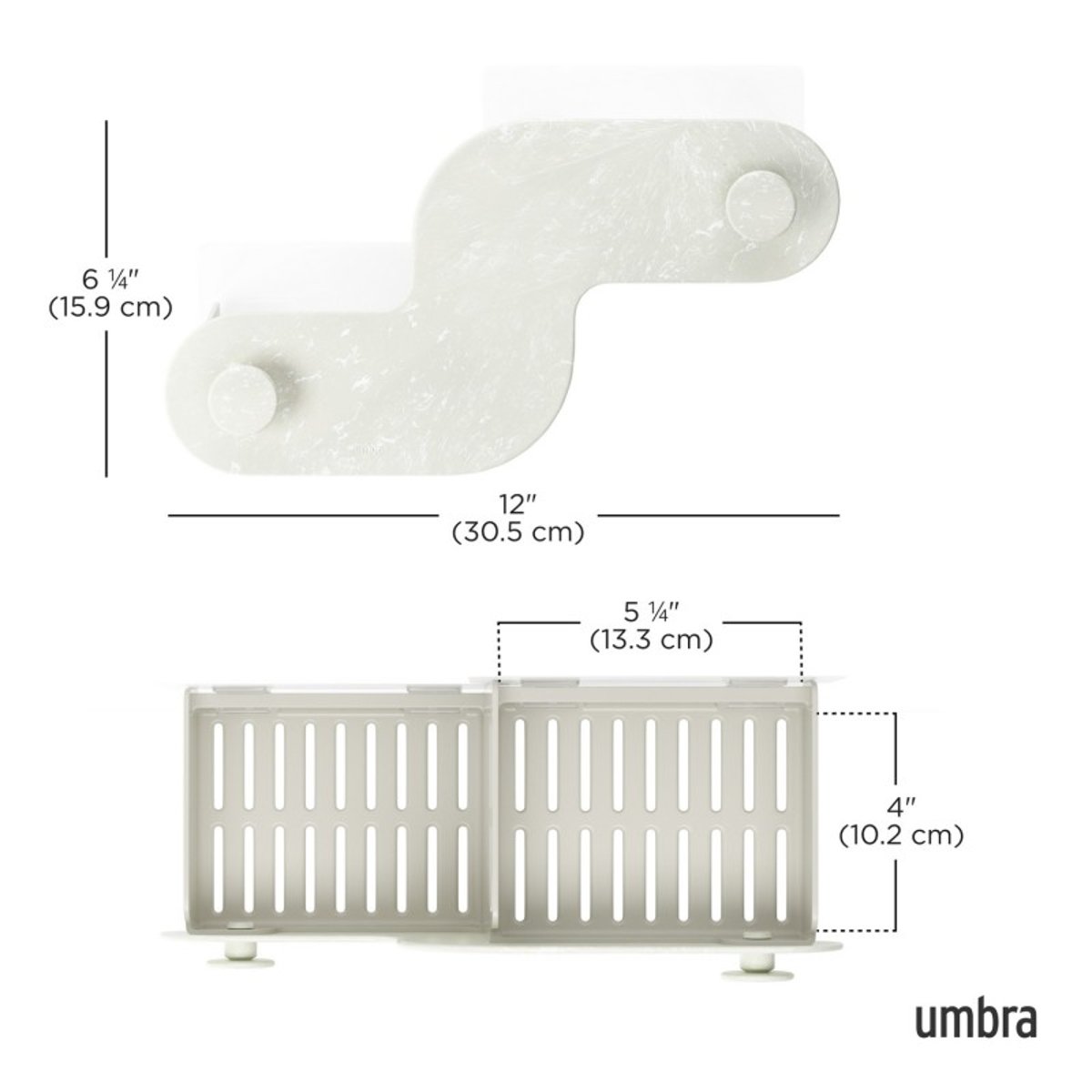 Etagère de douche design ventouse  NAMI set de 2 beige, UMBRA